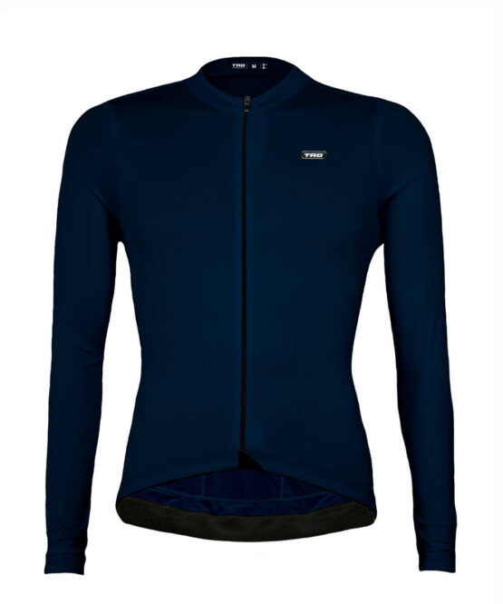 jersey ciclismo termico manga larga azul oscuro