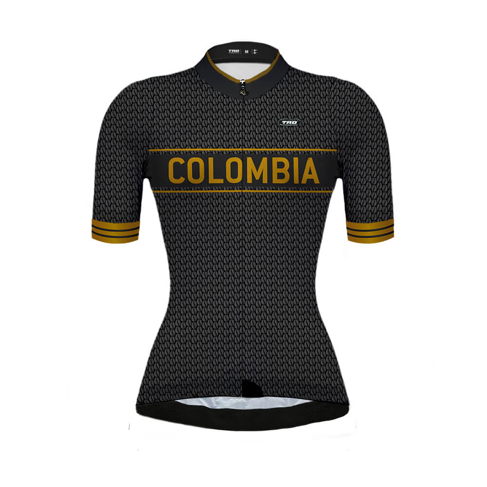 jersey ciclismo colombia negro manga corta mujer