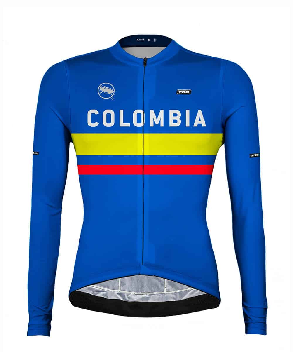 jersey ciclismo manga larga Colombia azul
