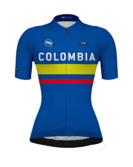jersey ciclismo mujer manga corta Colombia Azul