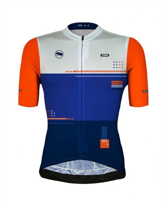jersey ciclismo manga corta banco azul naranja