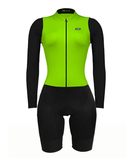 enterizo ciclismo mujer manga larga neon