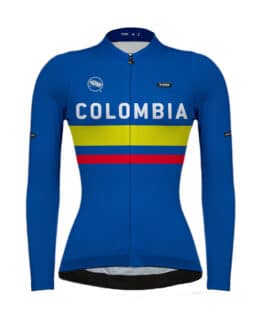 jersey ciclismo colombia azul manga larga mujer