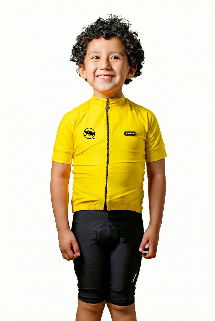 02ECO91-AM25 jersey ciclismo niño niña amarillo