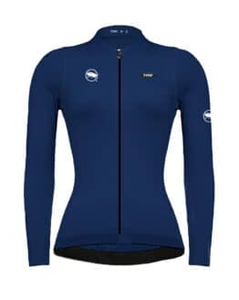 jersey ciclismo manga larga azul oscuro mujer